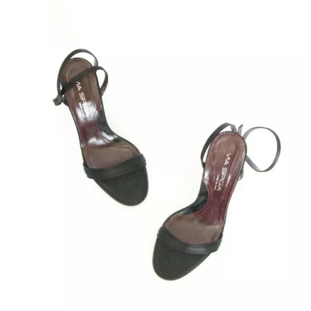 Via Spiga 90s Satin Strappy Heels 6.5 Black